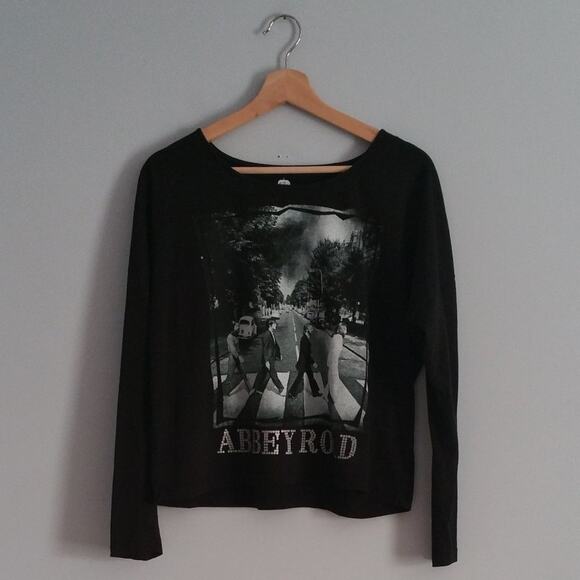 The Beatles Abbey Road Black White Long Sleeve Band Tee M - Picture 1 of 6